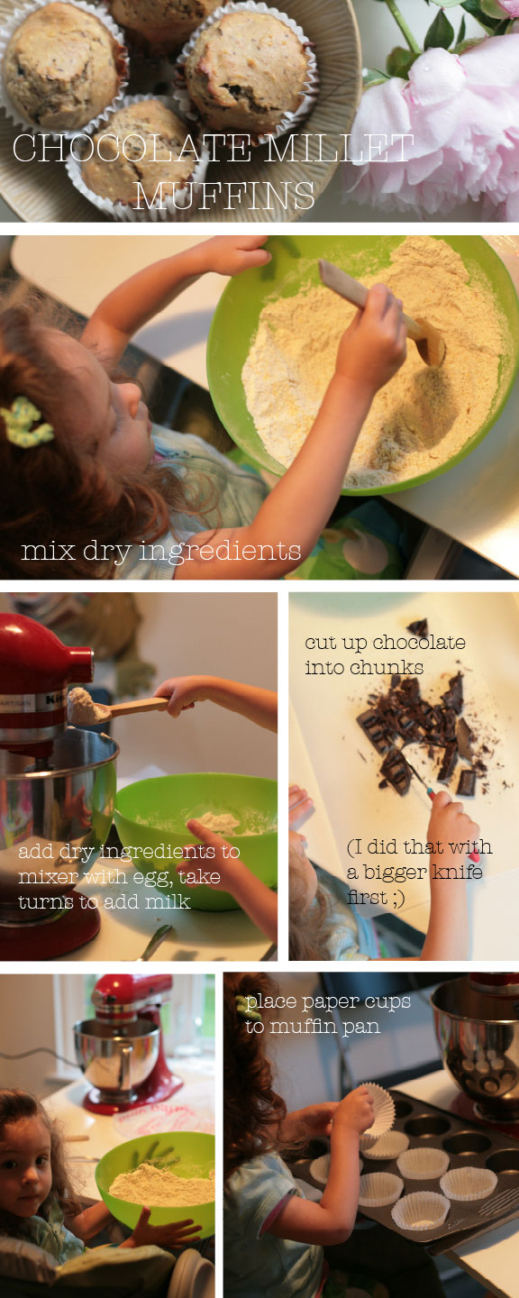 easy recipe instructions for chocolate millet-muffins